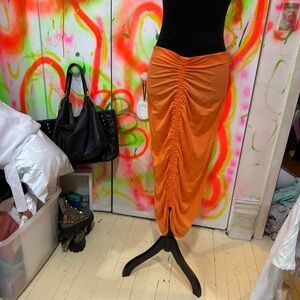 H&M Orange ruched maxi skirt #maxiskirt #orange SZ M